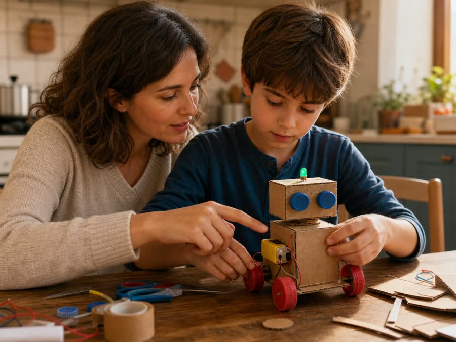 Adulto e bambino costruiscono insieme